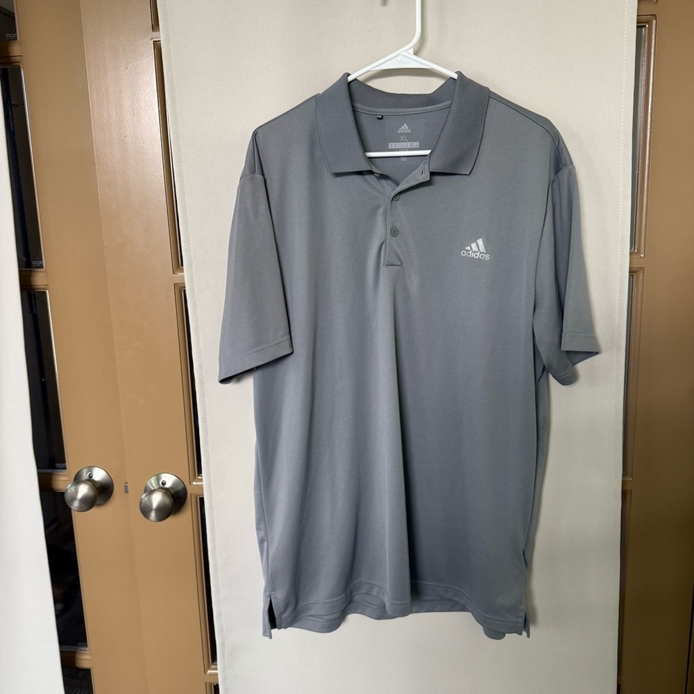 Adidas Men's XL Grey Short Sleeve‎ Golf Polo